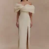 Angelica Taffeta Off Shoulder Bridal Gown – Soft Beige Angelica Taffeta Off Shoulder Bridal Gown – Soft Beige