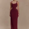 Angelique Beaded Crepe Maxi Dress – Wine Angelique Beaded Crepe Maxi Dress – Wine