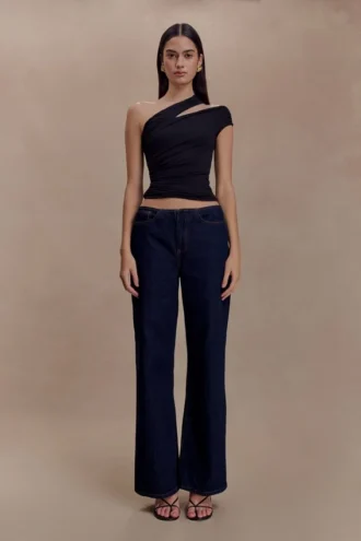 Anna One Shoulder Modal Top – Black