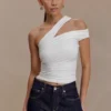 Anna One Shoulder Modal Top – White Anna One Shoulder Modal Top – White