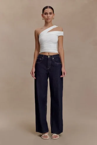 Anna One Shoulder Modal Top – White