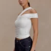 Anna One Shoulder Modal Top – White Anna One Shoulder Modal Top – White