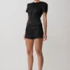 Anne Satin Mini Short – Black