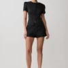 Anne Satin Mini Short – Black