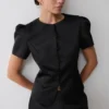 Anne Satin Mini Short – Black