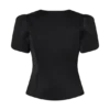 Anne Short Sleeve Satin Top – Black