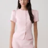 Anne Short Sleeve Satin Top – Pale Pink Anne Short Sleeve Satin Top – Pale Pink