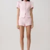 Anne Short Sleeve Satin Top – Pale Pink Anne Short Sleeve Satin Top – Pale Pink