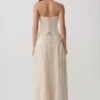 Annie Linen Frayed Midi Skirt – Natural