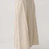 Annie Linen Frayed Midi Skirt – Natural
