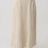 Annie Linen Frayed Midi Skirt – Natural