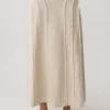 Annie Linen Frayed Midi Skirt – Natural