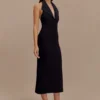 Annita Crepe Halter Midi Dress – Black Annita Crepe Halter Midi Dress – Black