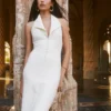 Annita Crepe Halter Midi Dress – Ivory Annita Crepe Halter Midi Dress – Ivory