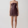 Anouk Faux Leather Strapless Mini Dress – Merlot Anouk Faux Leather Strapless Mini Dress – Merlot
