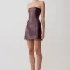 Anouk Faux Leather Strapless Mini Dress – Merlot Anouk Faux Leather Strapless Mini Dress – Merlot