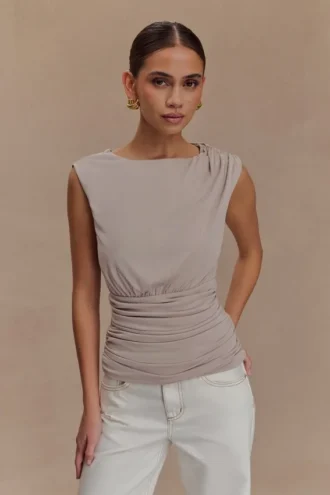 Anthony Short Sleeve Top – Taupe