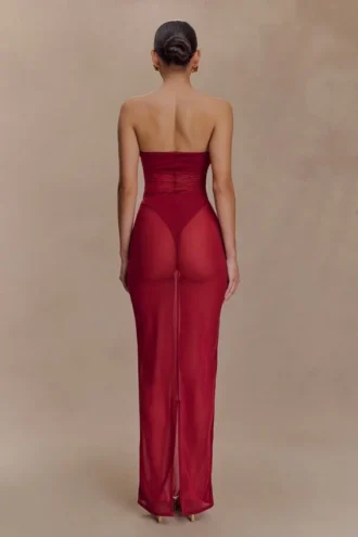 Aoife Mesh Maxi Skirt – Raspberry