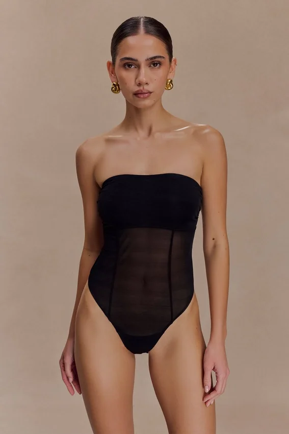 Aoife Strapless Mesh Bodysuit – Black Aoife Strapless Mesh Bodysuit – Black
