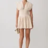 Arabella Cinched Waist Linen Mini Dress – Natural