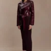 Archie Croc Faux Leather Cropped Jacket – Burgundy