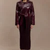 Archie Croc Faux Leather Cropped Jacket – Burgundy