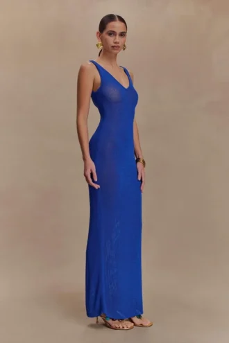 Ari Tape Yarn Knit Maxi Dress – Cobalt Blue