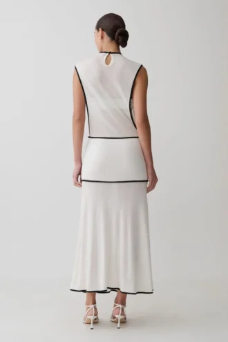 Aris Sleeveless Sheer Maxi Dress – Black/White