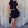 Arista Denim Mini Skirt – Washed Indigo Blue