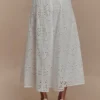 Arla Broderie Midi Skirt – White
