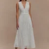 Arla Broderie Midi Skirt – White