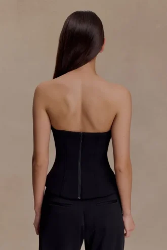 Arla Button Up Corset Top – Black