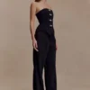 Fatima Satin Straight Leg Pant – Black