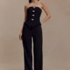 Fatima Satin Straight Leg Pant – Black