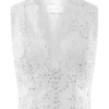 Arla Sleeveless Broderie Top – White