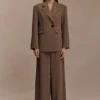 Arlo Wide Leg Suiting Trouser – Cacao Brown
