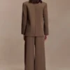 Arlo Wide Leg Suiting Trouser – Cacao Brown