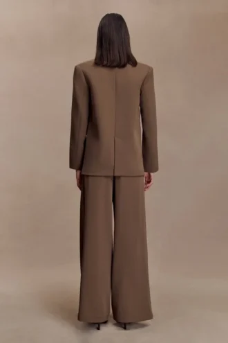 Arlo Wide Leg Suiting Trouser – Cacao Brown