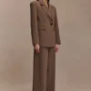 Arlo Wide Leg Suiting Trouser – Cacao Brown