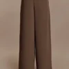Arlo Wide Leg Suiting Trouser – Cacao Brown