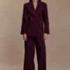 Arlo Wide Leg Suiting Trouser – Mahogany