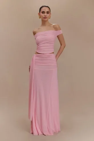 Arna Mesh Maxi Skirt – Candy Pink