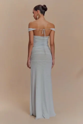 Arna Mesh Maxi Skirt – Pale Blue