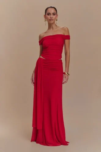 Arna Mesh Maxi Skirt – Ruby