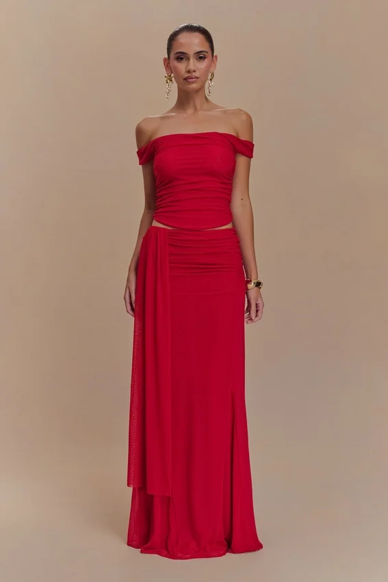 Arna Mesh Maxi Skirt – Ruby Arna Mesh Maxi Skirt – Ruby