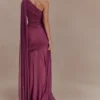 Asher Slinky One Shoulder Maxi Dress – Neutral Plum Asher Slinky One Shoulder Maxi Dress – Neutral Plum