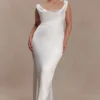 Ashley Cowl Neck Lace And Satin Maxi Dress – Ivory Ashley Cowl Neck Lace And Satin Maxi Dress – Ivory