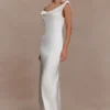 Ashley Cowl Neck Lace And Satin Maxi Dress – Ivory Ashley Cowl Neck Lace And Satin Maxi Dress – Ivory