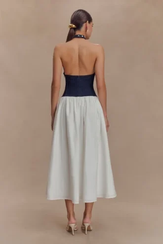 Ashwin Denim Cotton Midi Dress – Indigo Blue