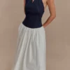 Ashwin Denim Cotton Midi Dress – Indigo Blue